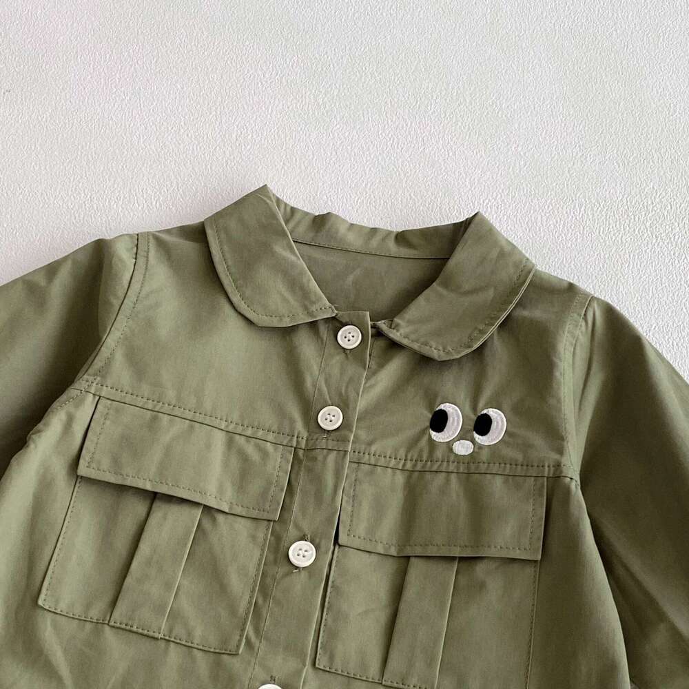Baby jumpsuits, long-sleeved lapel jumpsuits for both boys and girls in autumn, large-pocket workwear, one-piece crawling suits, 26Y0224