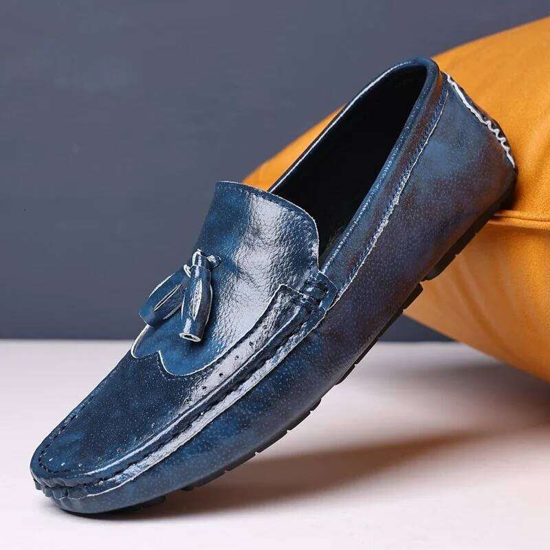 2024 Leather Men Footwear Slip on Man High Quality Wedding Party Mens Casual Shoes Breath Driving Lazy Loafers Moccasins