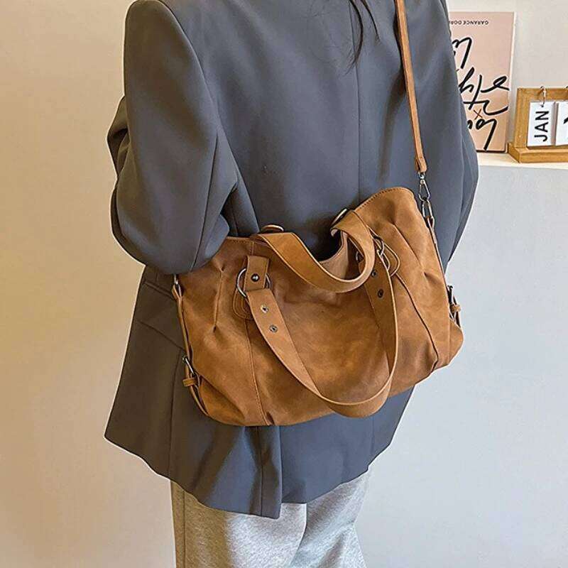 Autumn Winter Big Boston Luxury Tote Genuine Grade Soft Matte Suede Leather Women Handbag Female Shoulder Crossbody Bag Z260224