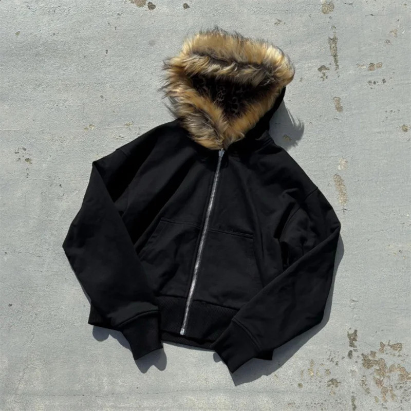 Fashion Simple Black Double-Sided Oversized Zipper Hoodie Womens Y2K Harajuku Gothic Casual Joker Couple Street Wear 2026 260124