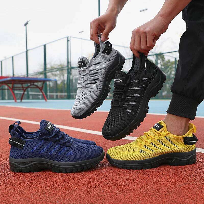 Men's Casual Breathable Fly Woven Mesh Upper Comfortable Outdoor Walking Cycling Exercise Shoes for Men Tenis Para Hombre