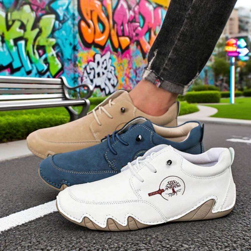 Casual Loafers Fashion Creativity Handmade Leather Luxury Bare Boots Comfortable Versatile Anti Slip High Top Men's Shoes