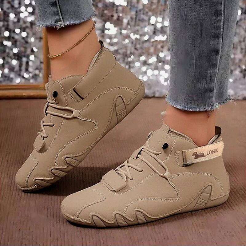 Lace Up High Top Breathable Fashionable Soled Shoes Outdoor Walking Waterproof Multifunctional Women's Bare Boots