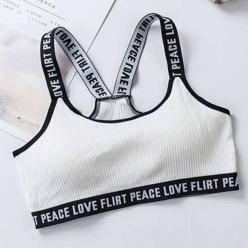 Women's Sports Push Up Yoga Bra Sport Running Gym Fitness Tops Black White Letters Seamless Underwear 26Y0224