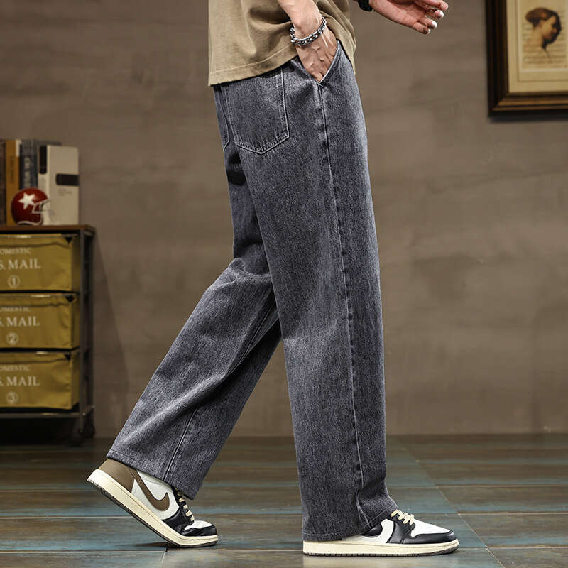 2025 Spring Autumn New Men's Straight-Leg Jeans, American Style Casual, Tall Slimming, Loose and Comfortable Pants