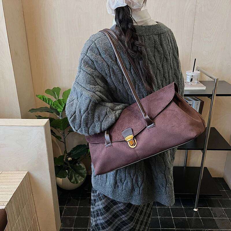 LEFTSIDE Women Large Capacity PU Leather Shoulder 2025 Winter Simple Short Handle Tote Bag Luxury Trend Handbags Z260224