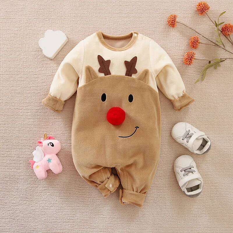 Christmas Cute 3d Elk Newborn Clothes Comfortable Soft 0-18 Boys Girls Spring And Autumn Long Sleeve Baby Jumpsuit 26H0224
