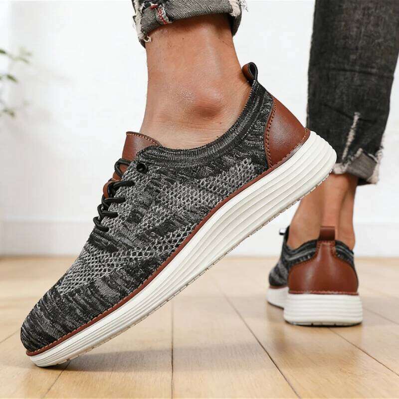 Men's Casual Knit Shoes Breathable Mesh Sneakers New Lightweight Comfortable Walking Shoe Fashion Daily Wear Non-Slip Size 39-46
