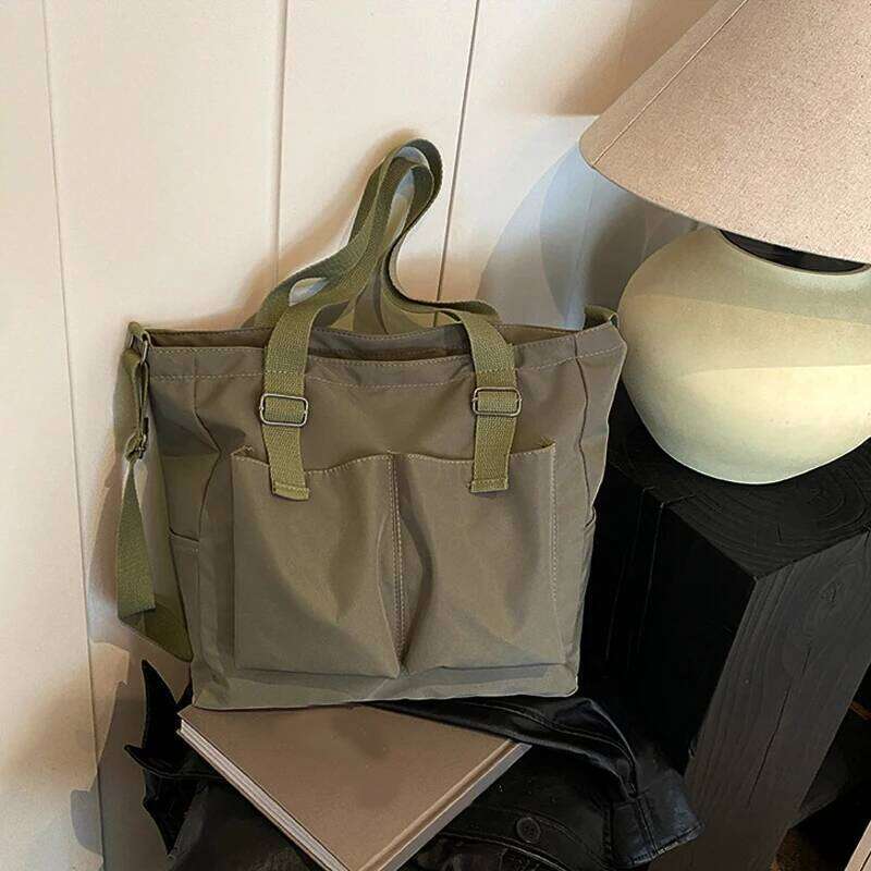 Women's Bag Shopper Simple Fashion Zipper Handbags Nylon Waterproof Solid Color Crossbody Large Capacity Tote Shoulder Bags Z260224