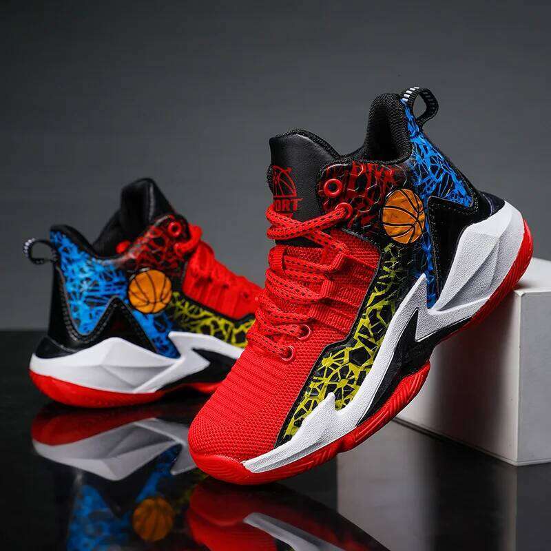 Children Breathable Flexible Light Anti-Collision Luxury Shoes Stable Rebound School Sports Basketball Boots 26W0224