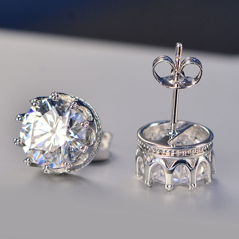 Exquisite Sparking Crown Cubic Zirconia Stud Earrings for Women CZ Crystal Earrings Unique Design Diamond Earrings Hypoallergenic Ear Jewelry Gift Fre