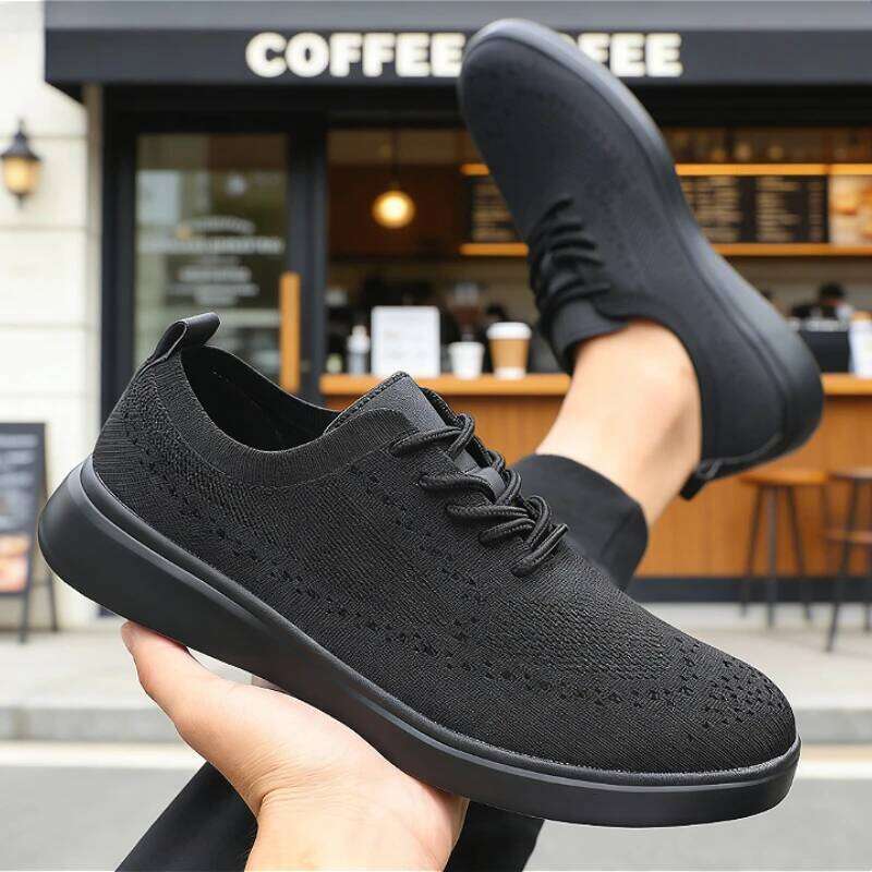 Comfortable Men's Knit Sports Shoes Soft Sole Breathable Lightweight Non-slip Casual Sneakers for Walking Running Indoor Outdoor