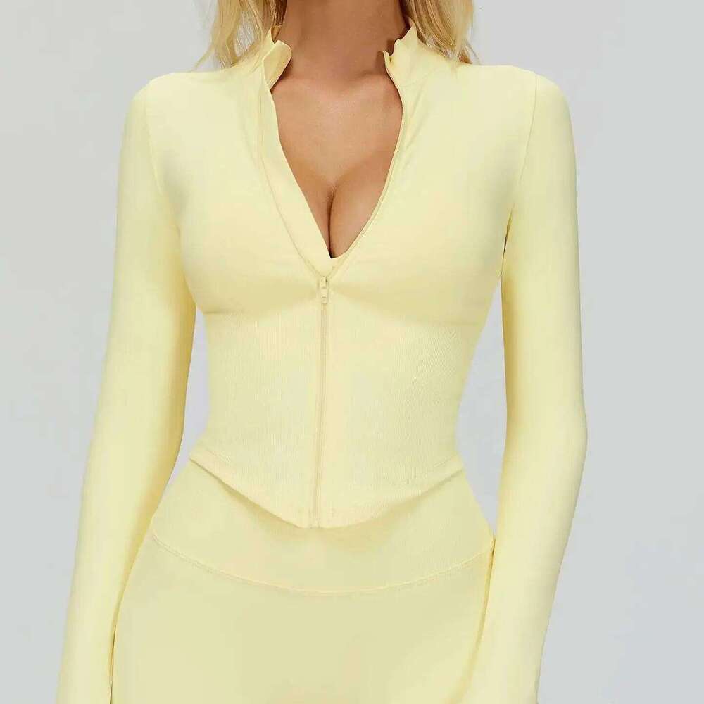 Seamless Women Sport Standing Collar Long Sleeve Shirt Workout Coat Gym Training Sports Running Fitness Top Yoga Clothes 26Y0224