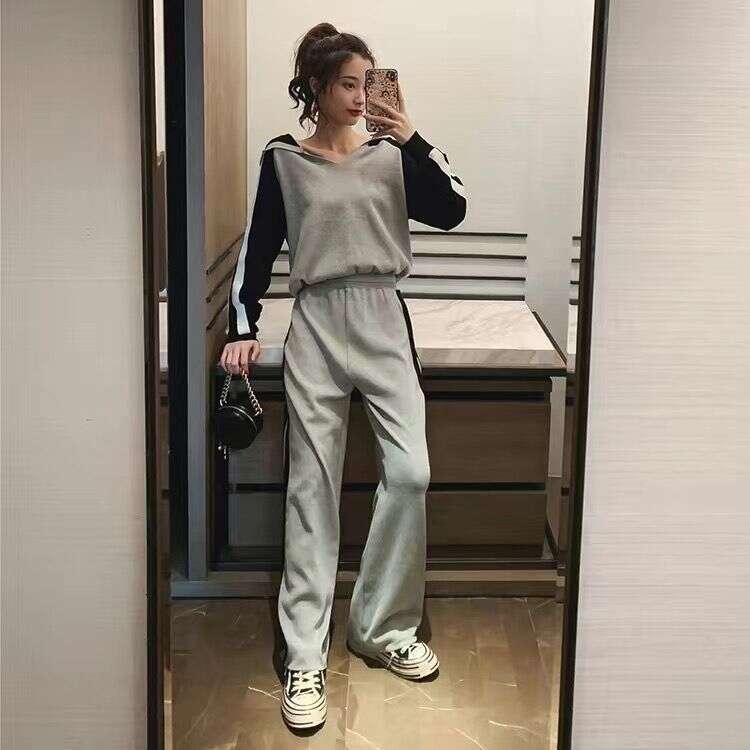 Women's Sweat Suit 2025 Spring And Autumn New Foreign Style Fashion Leisure Hooded T-shirt Pants Two Piece Set For Women Clothes