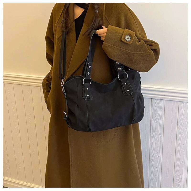 Autumn Winter Big Boston Luxury Tote Genuine Grade Soft Matte Suede Leather Women Handbag Female Shoulder Crossbody Bag Z260224