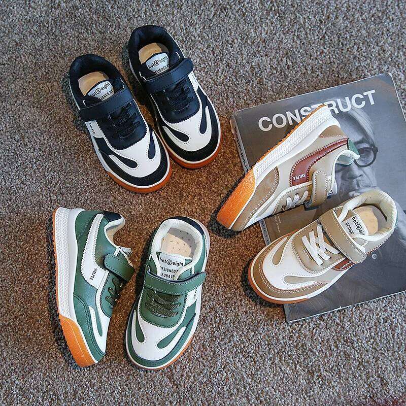 Spring Autumn New Children Sneakers Boys Girls Low Help Skate Leather Non-slip Soft Sole Versatile Sport Casual Shoes 26W0224