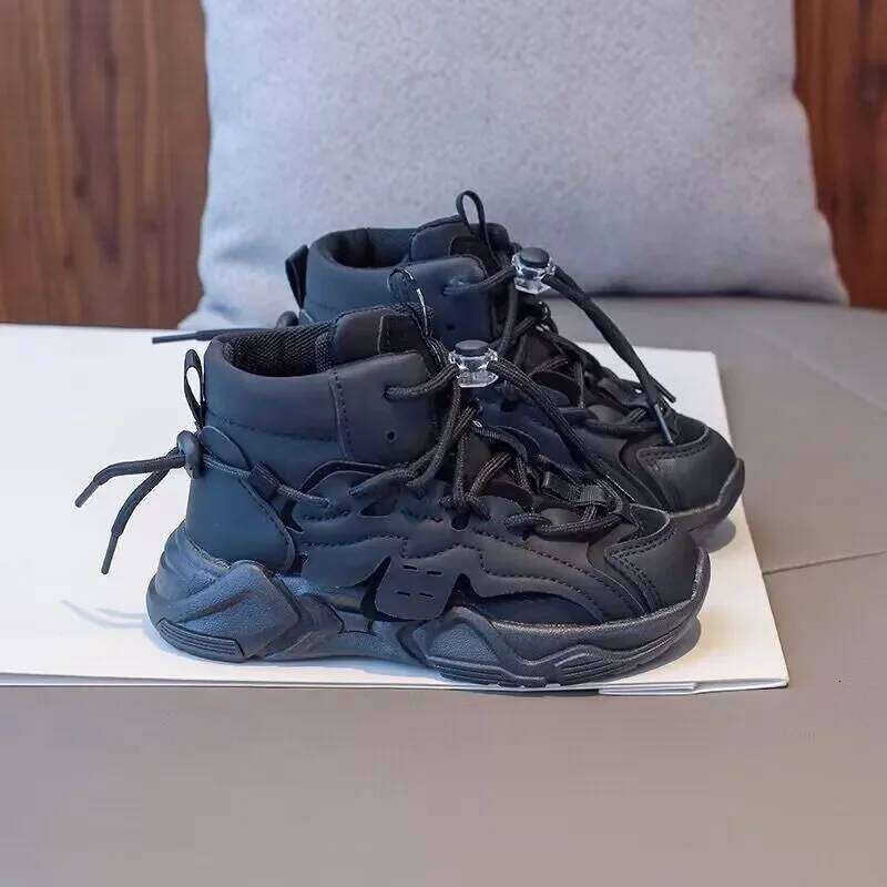 Girls High-top Sneakers Lace-up Simple Children Fashion Casual Drop Shipping Boys Sport Versatile Soft Kids Shoes 26W0224