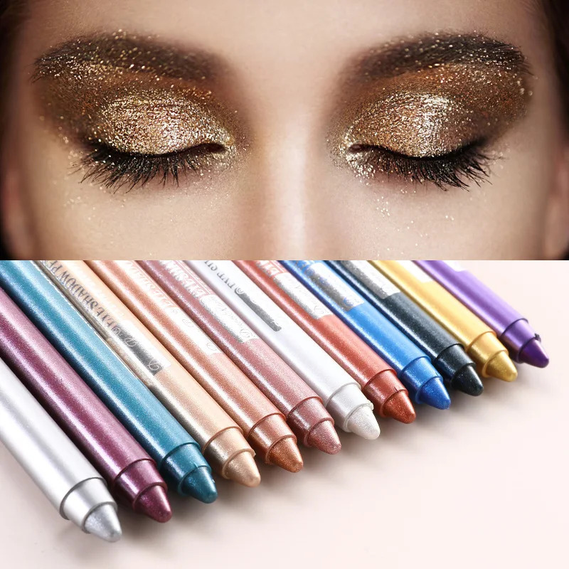 12 Colors Eyeshadow Pencil Waterproof Glitter Matte Nude Eye Shadow Makeup Pigment Cosmetics Blue White Eyeliner Pen Highlighter 260203