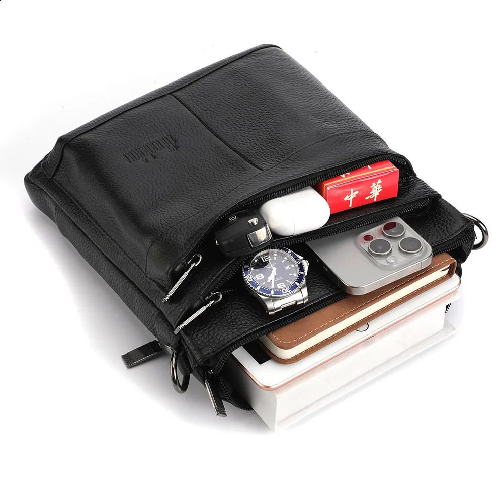 Mens Leather Messenger Bag Business Shoulder Bag Small Crossbody Bag Multi Function Messenger Bag Mens Travel Bag 260202