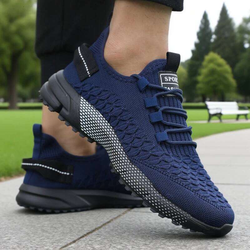 Trendy Patterned Net Men's Athletic Shoes Lightweight Breathable Stylish Woven Sneakers High Performance Mesh Men Training Kicks