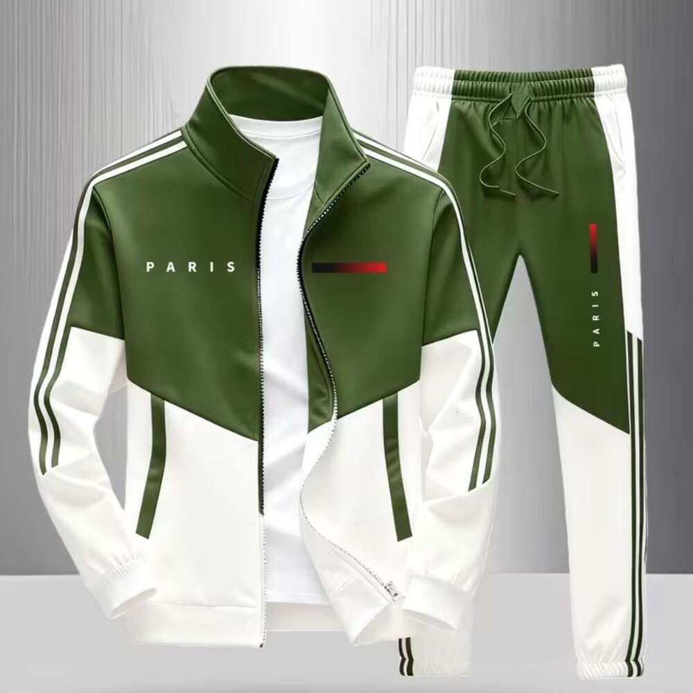 European and American Cross-Border New Printed Jacket Zipper Coat + Long Pants TEMU-Y2 Hot Men's Fashion Set