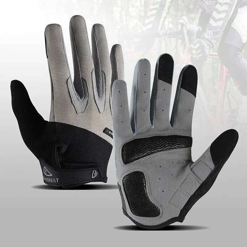 Spring Autumn Men's and Women's Sports Anti slip Fitness Outdoor Bicycle Full finger Riding Shock Absorbent Touchscreen Gloves 26H0224