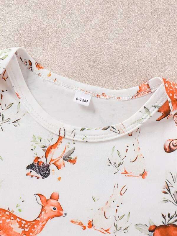 Spring Autumn Unisex Baby Romper Long Sleeve Deer Print Christmas Theme Onesie for Infants And Toddlers 26H0224