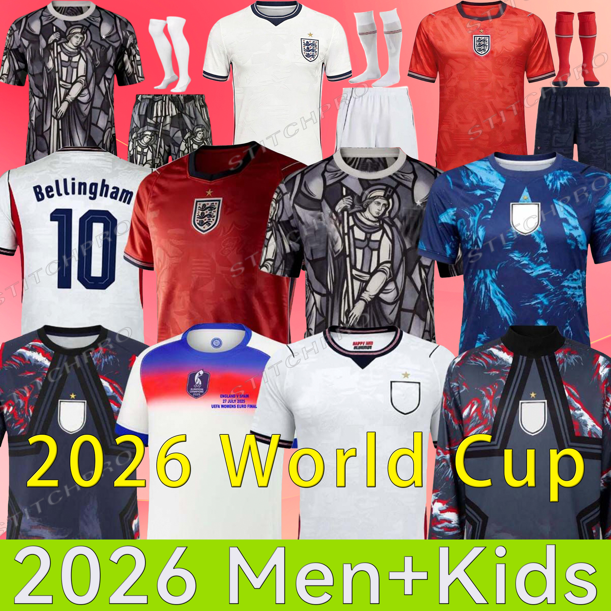 2026 england Soccer Jersey Men Kids KANE BELLINGHAM WILLIAMSON MEAD Russo AGYEMANG MEAD RICE PICKFORD Football Shirt Soccer Uniforms WOMEN 2025 RUSSO