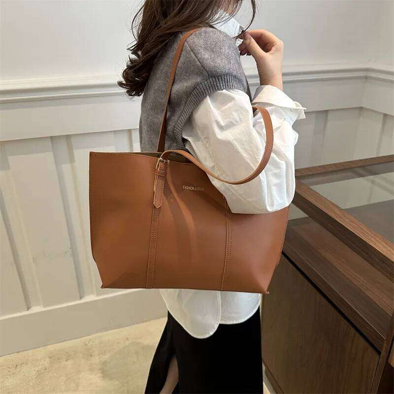 Large Capacity Women's Bag Soft Leather Tote Bags Casual Versatile Single Shoulder Handbag Mommy Handbags 2025 Autumn and Winter Z260224