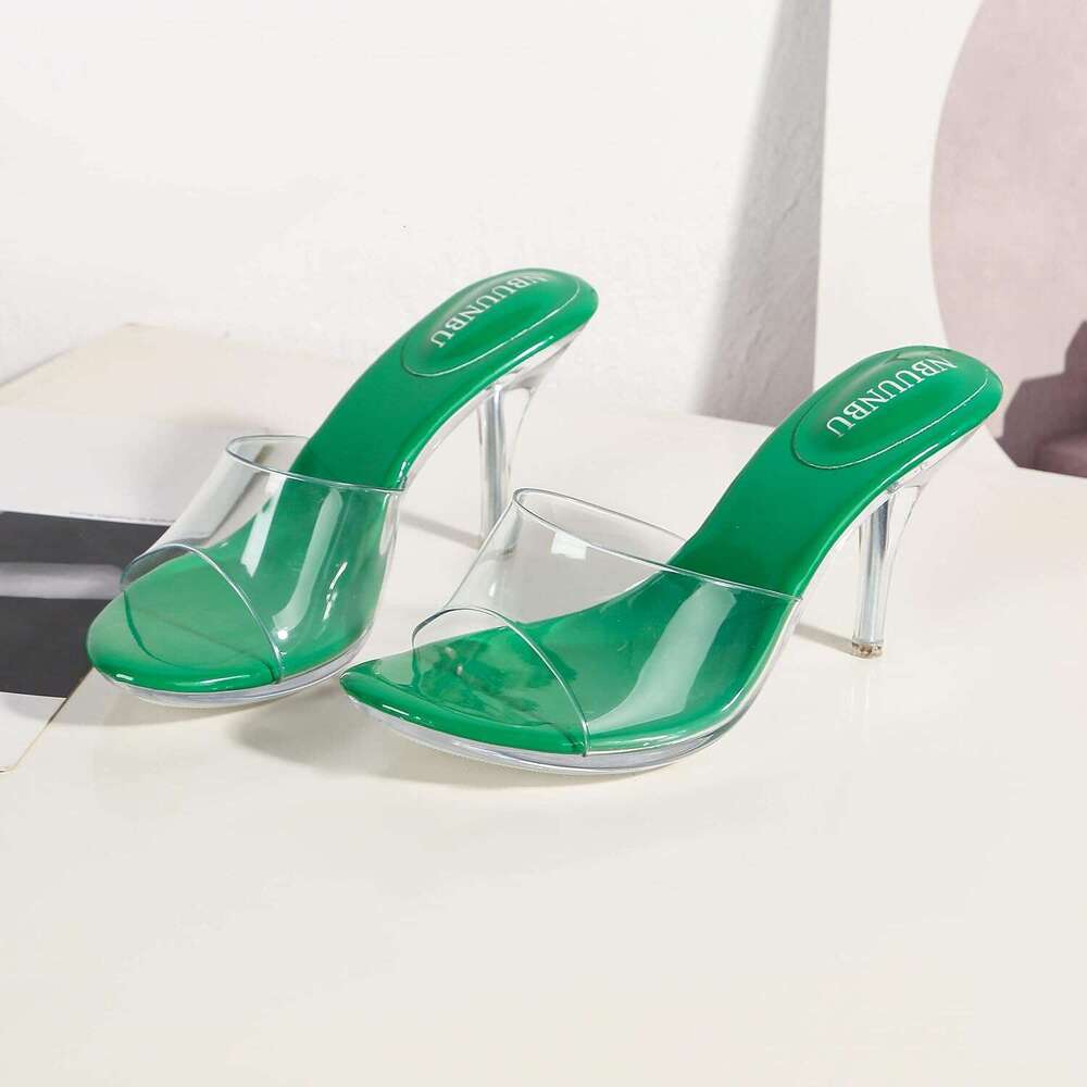 Clear For Women Dress Shoes Transparent Strap Sexy Stilletos Heels Open Toe High Silver Heeled Sandals Pump Mules