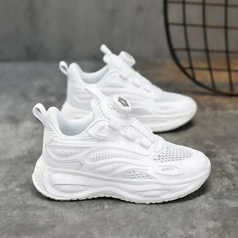 Kids Sneakers White Mesh Breathable Summer Comfortable Lightweight Casual Running 2025 Trendy Tennis Shoes for Children 26W0224