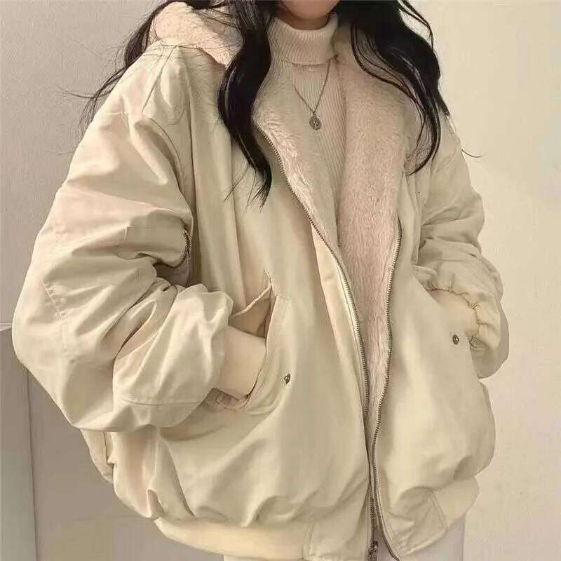 Mardi Hefxessdr Winter Thicen Warm Paras Women Fashion Double Sided Hooded Fleece Coat Ladies Korean Loose Lon Sleeve Zip Up Jacets