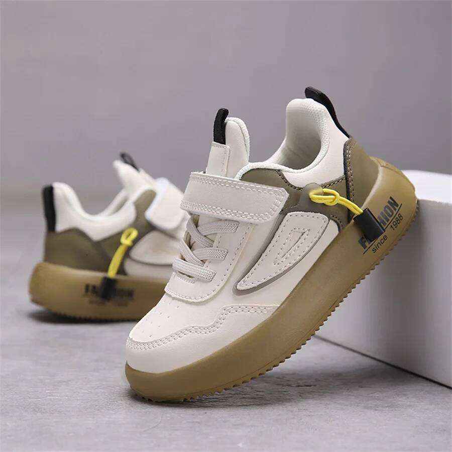 TJR Tenis Sneakers Kids Spring/Autumn New Boys Girls Sports Casual Board Leather Soft Soled Children Small White Shoes 26W0224