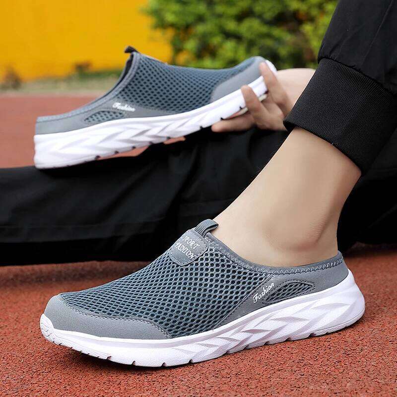 New Men's Half Slippers Sandals Men Tenis Mesh Breathable Beach for Mens Casual Sneakers Summer Canvas Flats Slip on Shoes
