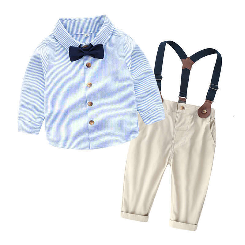 Baby boy infant toddler gentleman suit with bow tie, long-sleeved shirt long pants, European American style, suitable spring and autumn outings, avail