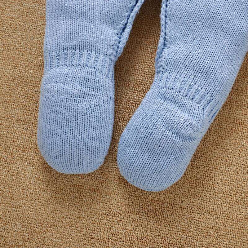 Blue Baby Rompers Knit Fashion Turtle Neck Long Sleeve Newborn Boys Jumpsuits Outfits Toddler Playsuits 0-18m Clothing 26Y0224