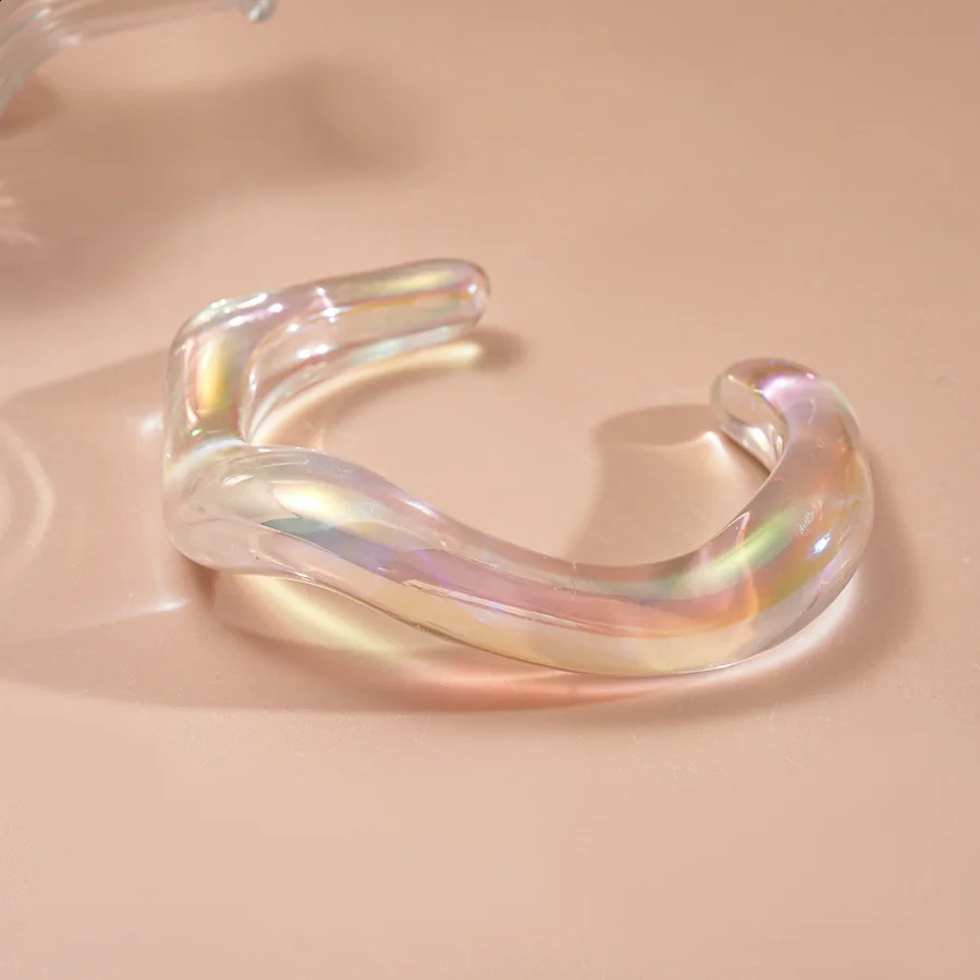 Geometric Transparent AB Colorful Resin Bracelet Personality Irregular Large Wide Cuff Bangle Jewelry for Women 2025 260120