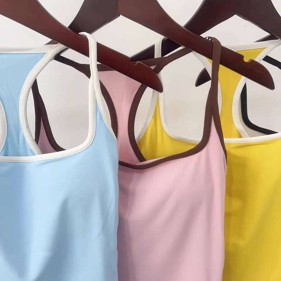 Fixed chest cushion, contrasting color, fine strap, beautiful , sports bra, women's suspender, underwear, yoga clothes, fitn 26Y0224