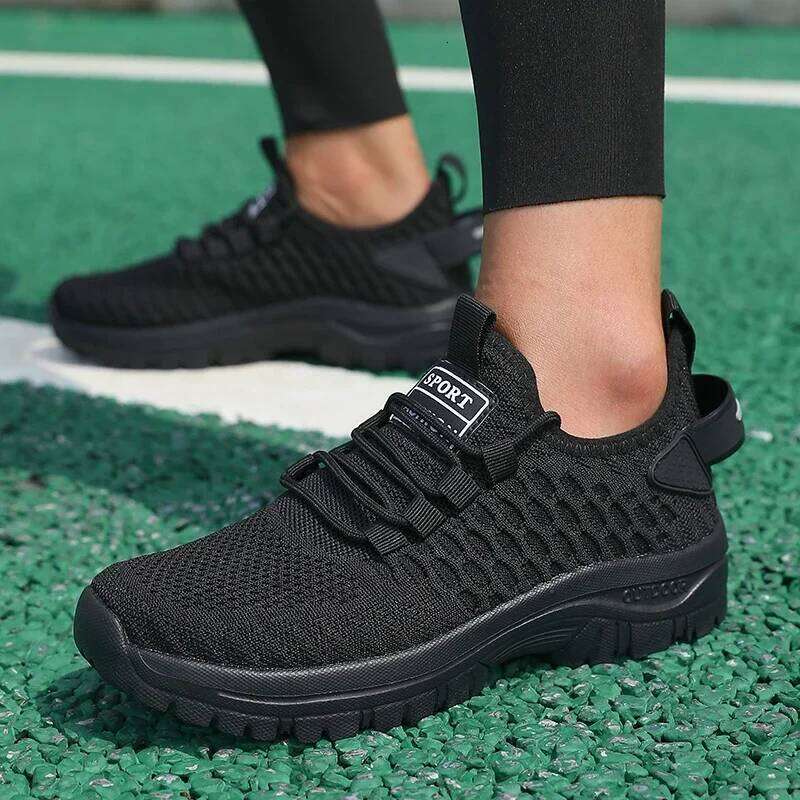 Fashion Men's Sneakers Trendy Breathable 2025 Comfortable Soft Running Shoe New High - Quality Knit Upper Lace Up Tenis Feminino
