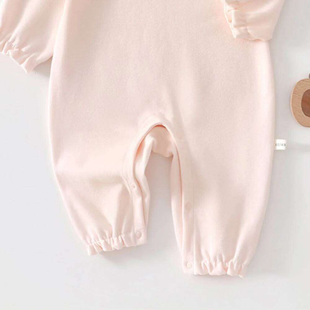 Girl Cotton Clothes Infant Romper Long Sleeve Solid Color Flower Spring Autumn Princess 1st Birthday Baby Jumpsuits 26H0224