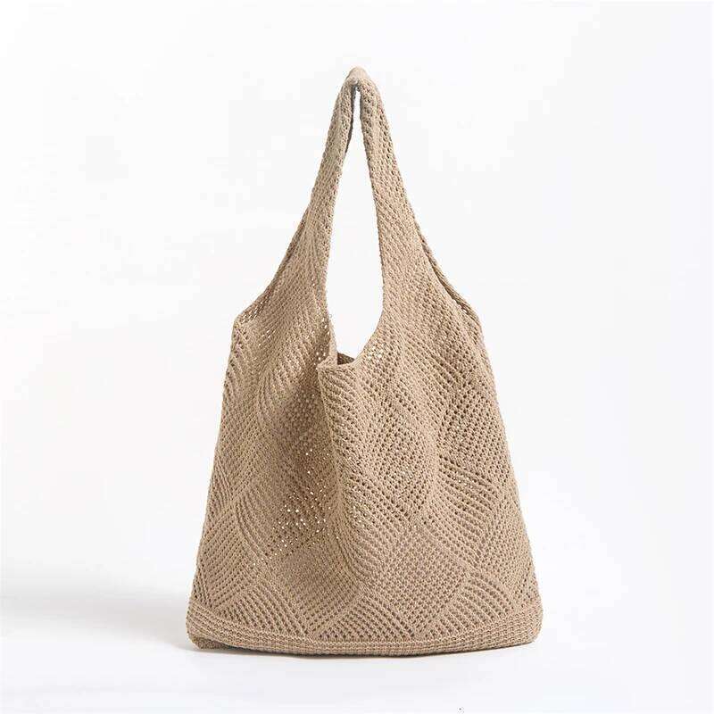 Fashion Women Hollow Woven Shoulder Bags Large Capacity Crochet Bag Knitting Handbags Eco Female Shopping Tote Z260224