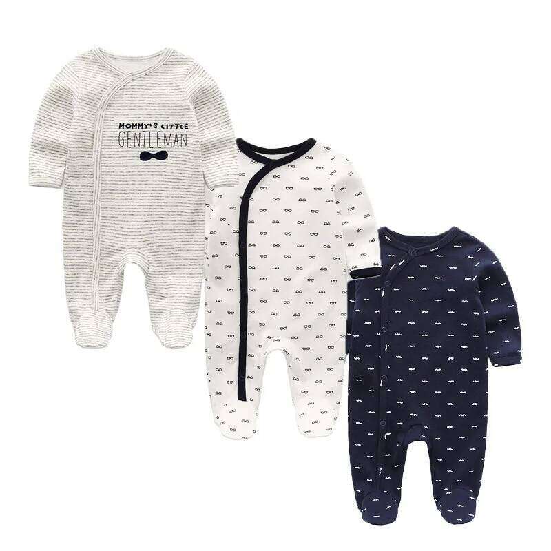 Kiddiezoom 3 Pcs/Lot Autumn Winter Unisex Long Sleeve Baby Boy Girl Romper 100%Cotton Soft Newborn Jumpsuits Clothing 26Y0224