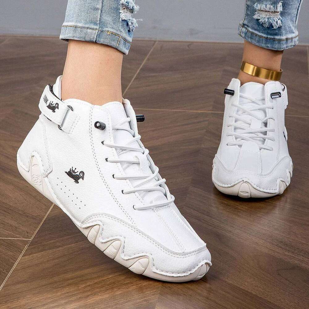 Ankle Boots for Outdoor Comfortable Casual High Top Sneakers Luxury Women Waterproof Leather Walking Short Shoes
