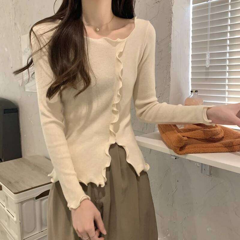 Skinny Knitted Shirt Women Pullover Sweater Tops Spring Autumn Female Long Sleeve Elastic V-neck Slim Knit Bottoming Shirts 26L0224