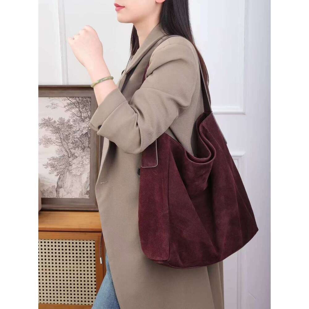 Soft Suede Cow Leather Women's Shoulder Crossbody Bags Luxury Brand Ladies High Quality Large Tote Bag Autumn Winter Z260224