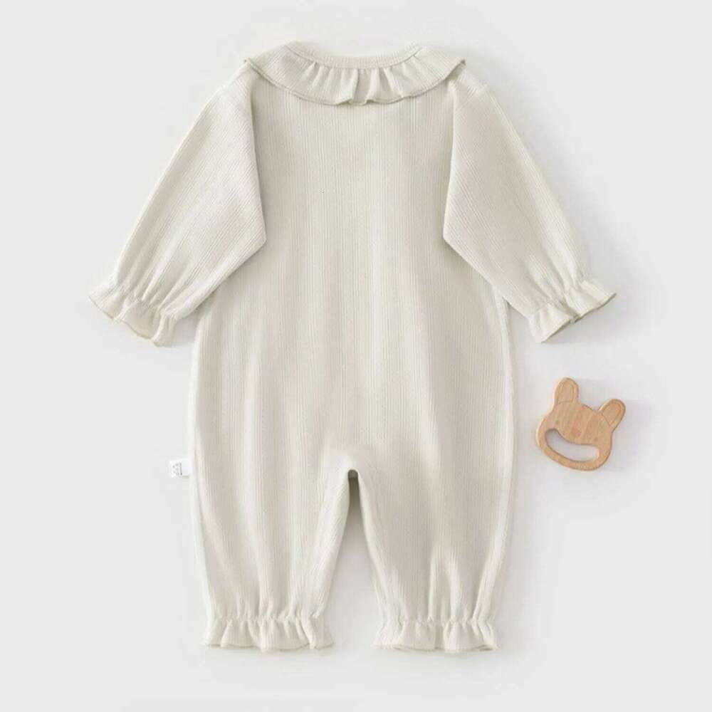 AYNIGIELL 2026 Spring New Clothing Pure Cotton Long Sleeve Collar Jumpsuit 0-18 Months Baby Girl Outerwear 26H0224