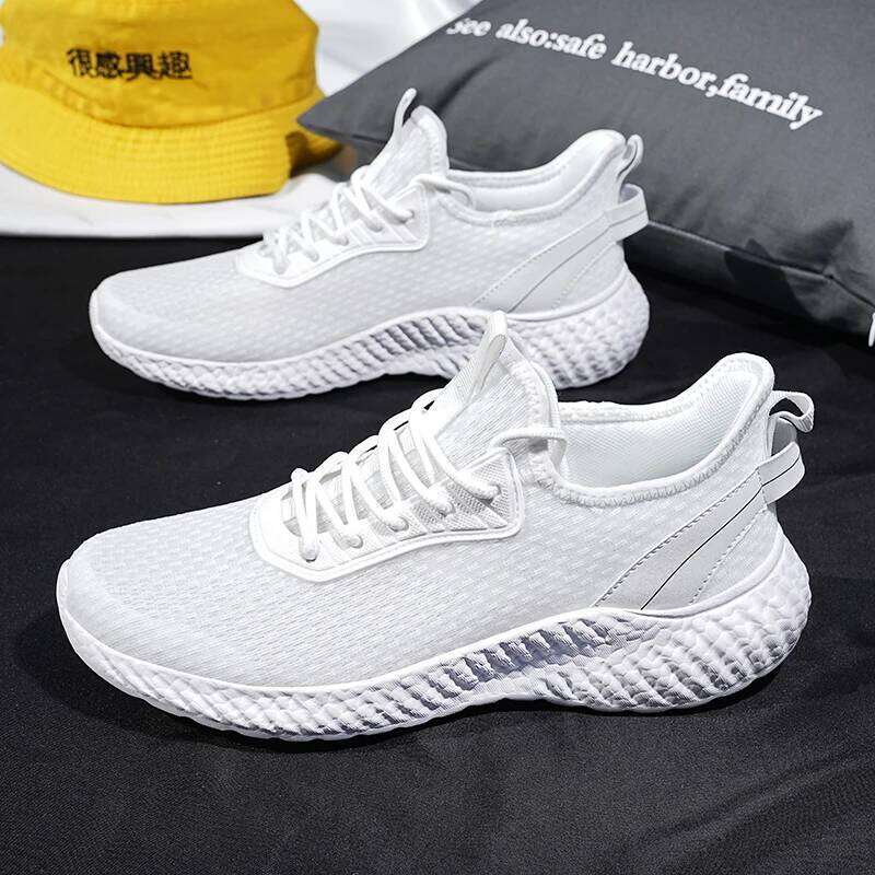 MAEDEF White Breathable Mesh Lightweight Casual Walking Man Shoes Big Size 39-48 Comfortable Black Sneakers for Men