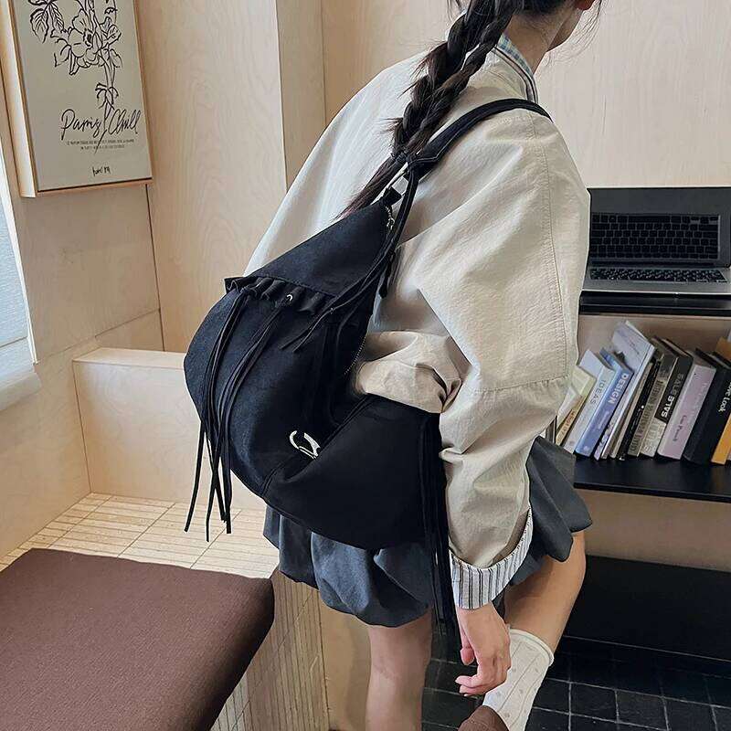 LEFTSIDE Women Faux Suede Shoulder 2025 Winter Retro Bag Luxury Tassel New Trend Handbags and Purses Z260224