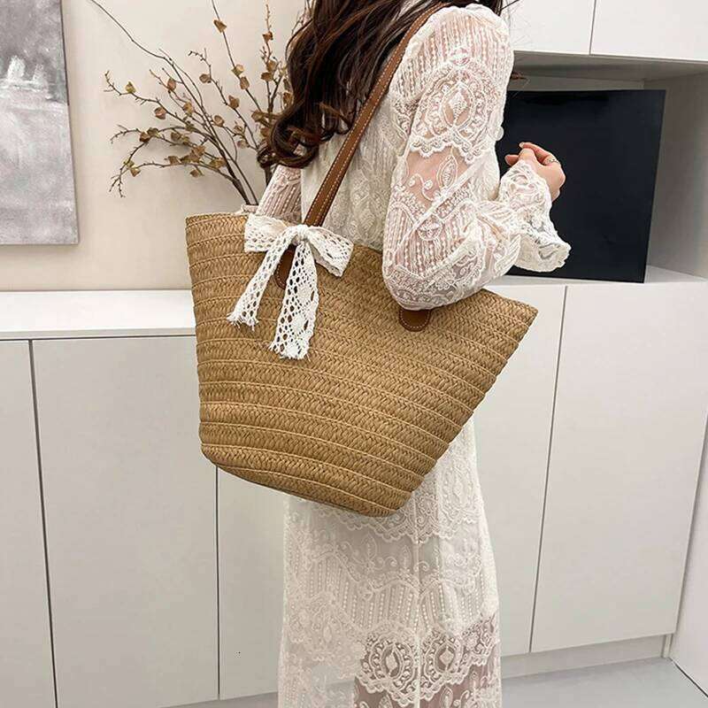Beach Bag for Travel Large Capacity Woven Tote Vacation Simple and Versatile Design Women Shopper Shoulder Bags Z260224