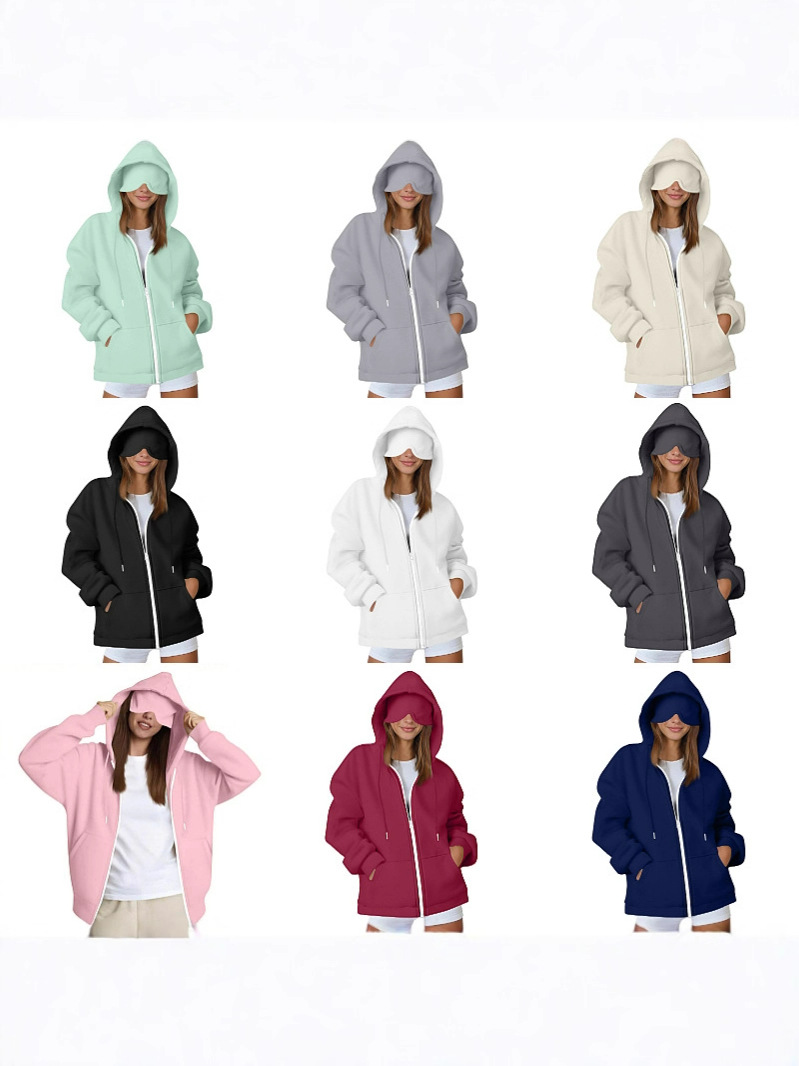Women's Hoodies Hooded Coat With Eye Mask Loose Casual Sportswear Autumn Fashion Sweatshirt Cardigan Zipper Jacket Streetwear